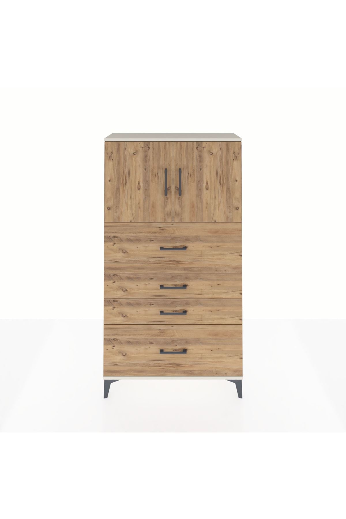 Arges Dolap 2 Raflı 4 Çekmeceli 2 Kapaklı 88x30x163 - S21M031V3A
