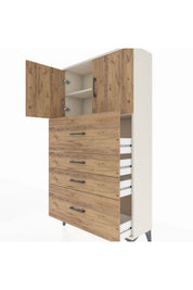 Arges Dolap 2 Raflı 4 Çekmeceli 2 Kapaklı 88x30x163 - S21M031V3A