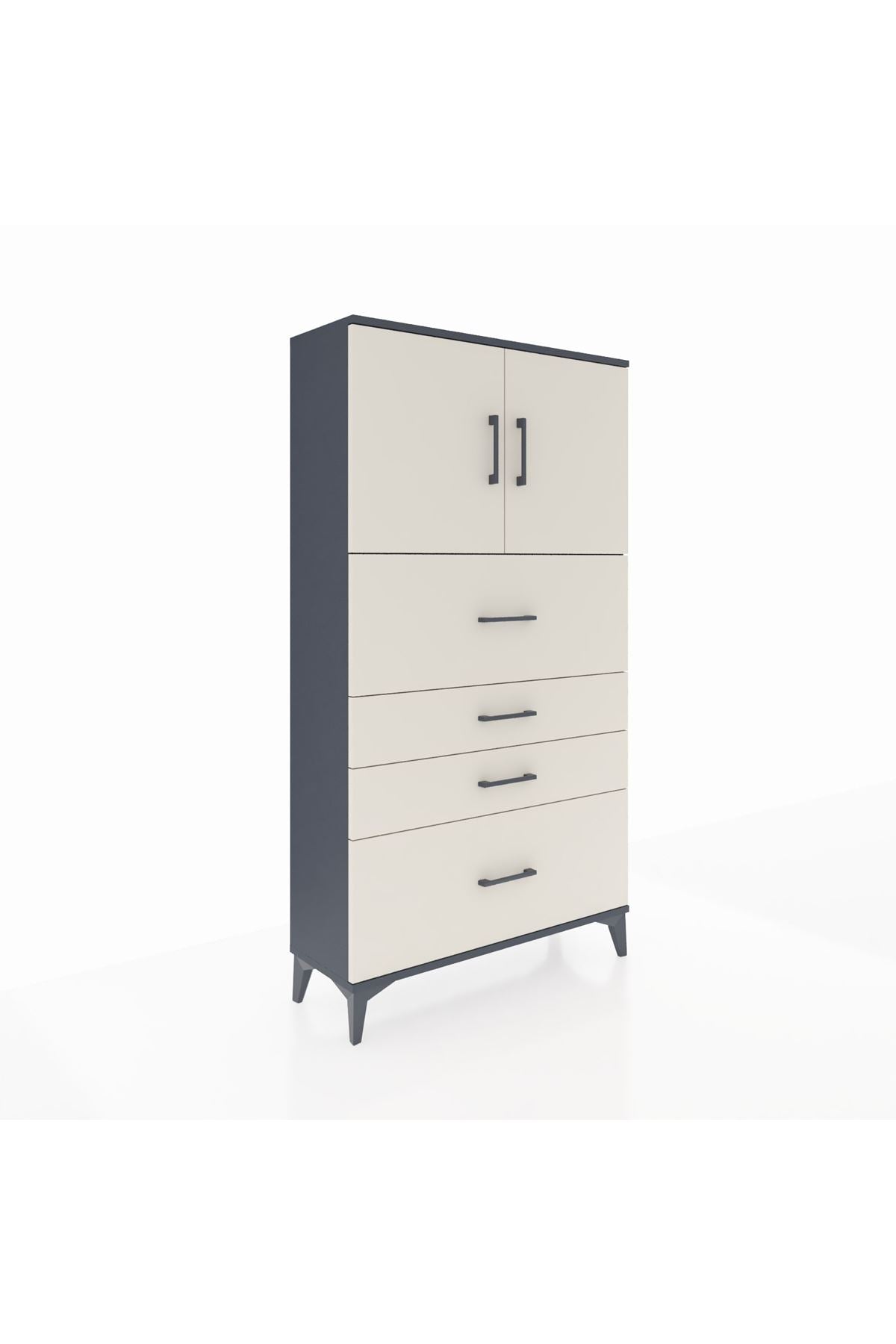 Arges Dolap 2 Raflı 4 Çekmeceli 2 Kapaklı 88x30x163 - S21M031V4A