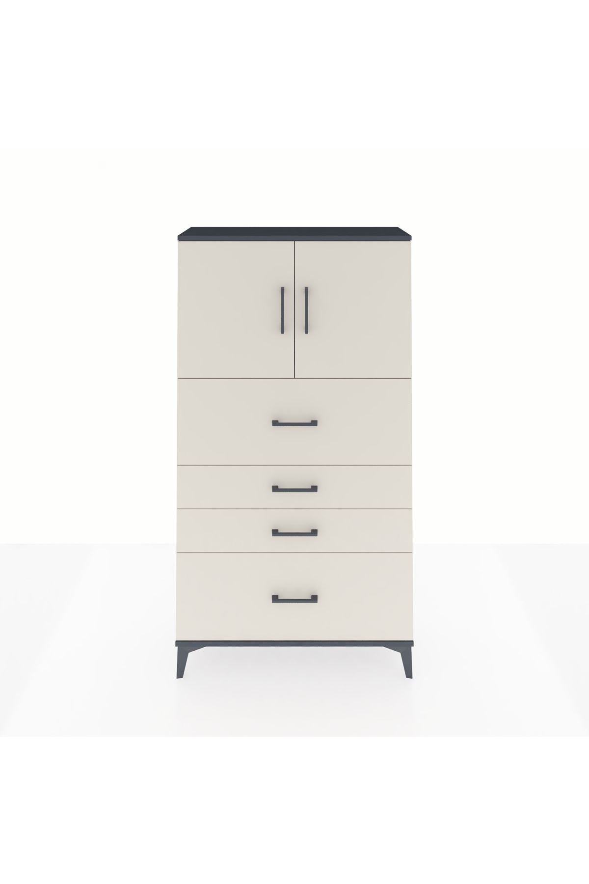 Arges Dolap 2 Raflı 4 Çekmeceli 2 Kapaklı 88x30x163 - S21M031V4A