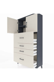 Arges Dolap 2 Raflı 4 Çekmeceli 2 Kapaklı 88x30x163 - S21M031V4A