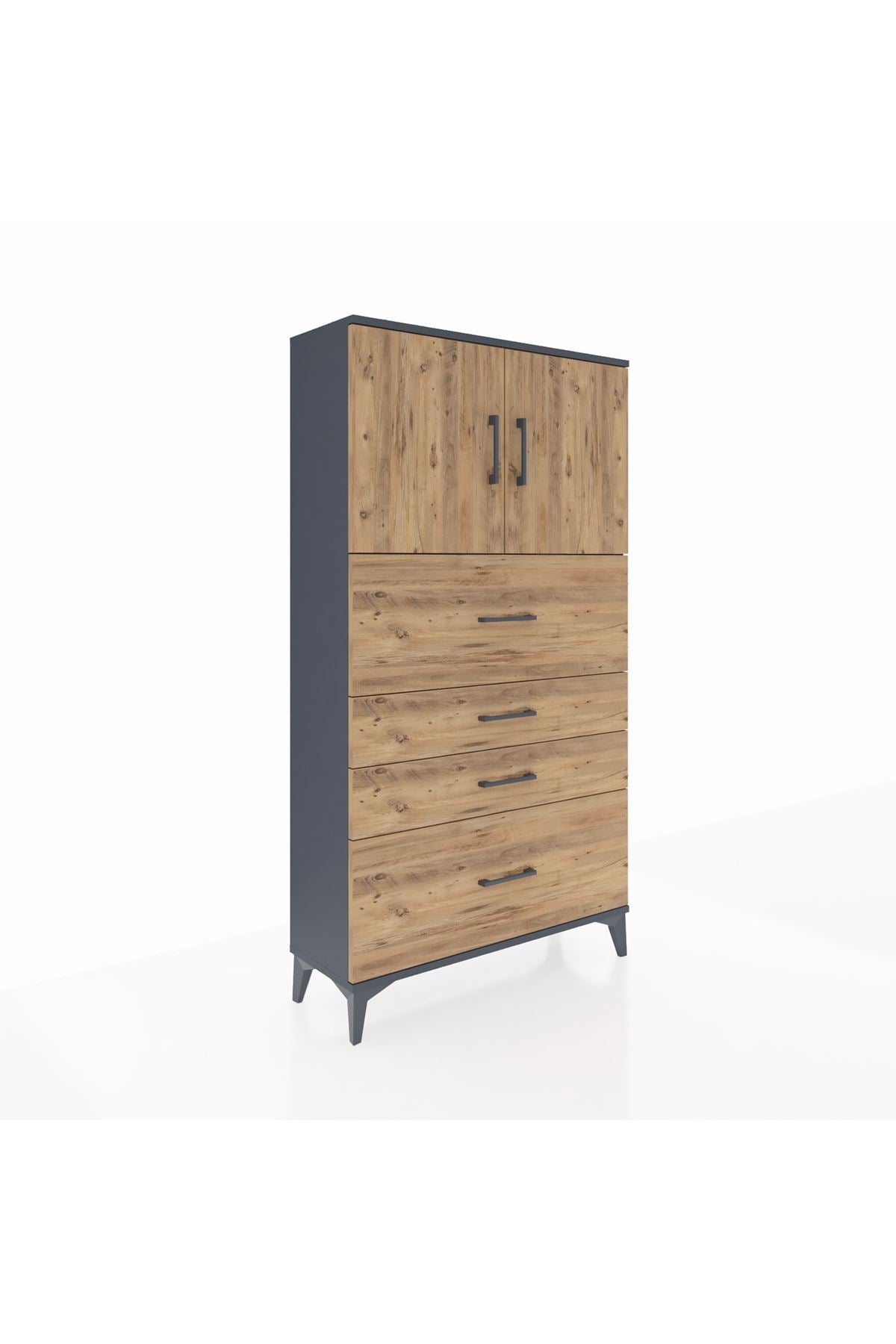 Arges Dolap 2 Raflı 4 Çekmeceli 2 Kapaklı 88x30x163 - S21M031V6A