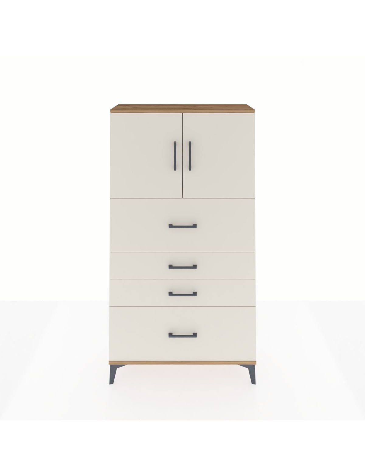 Arges Dolap 2 Raflı 4 Çekmeceli 2 Kapaklı 88x30x163 - S21M031V7A