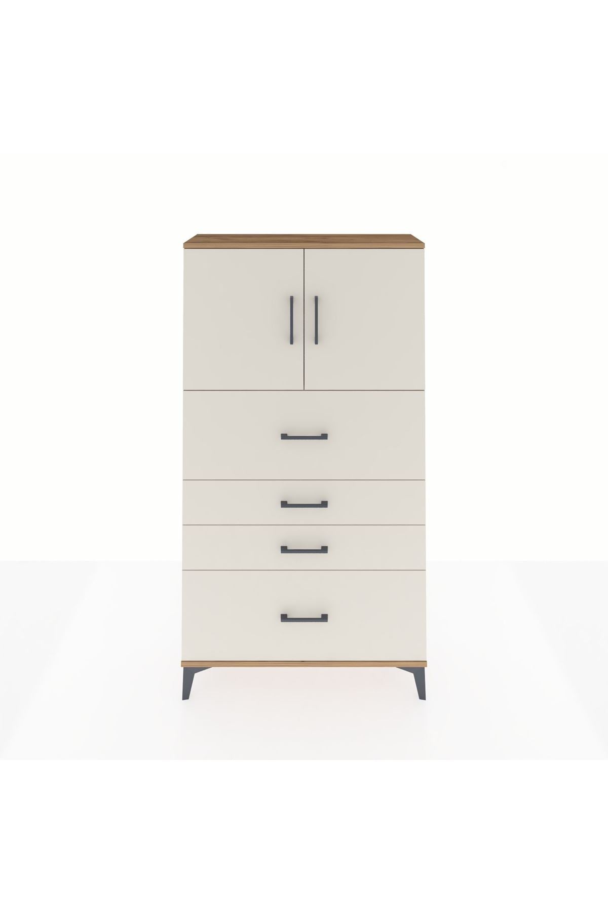 Arges Dolap 2 Raflı 4 Çekmeceli 2 Kapaklı 88x30x163 - S21M031V7A