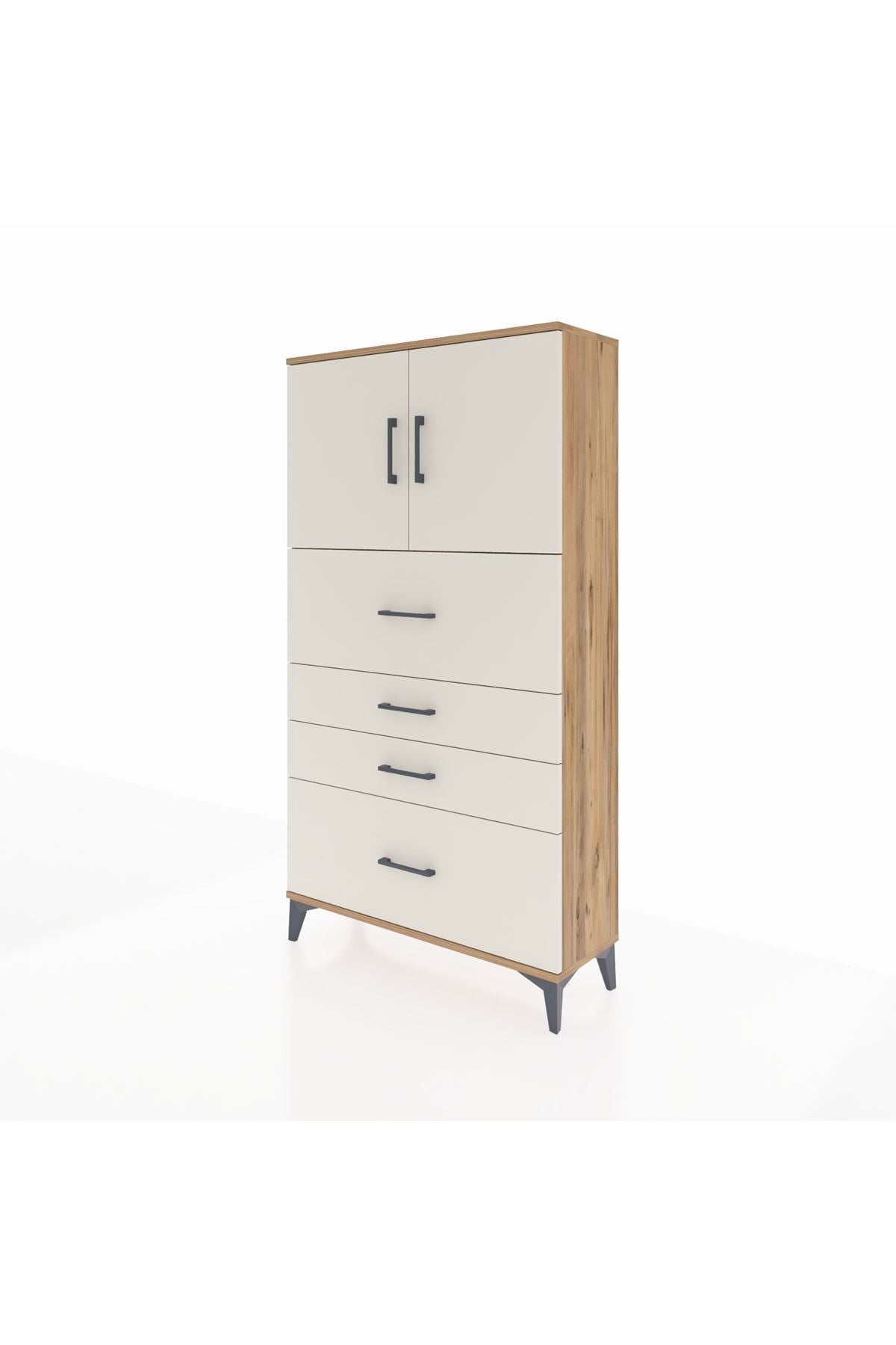 Arges Dolap 2 Raflı 4 Çekmeceli 2 Kapaklı 88x30x163 - S21M031V7A
