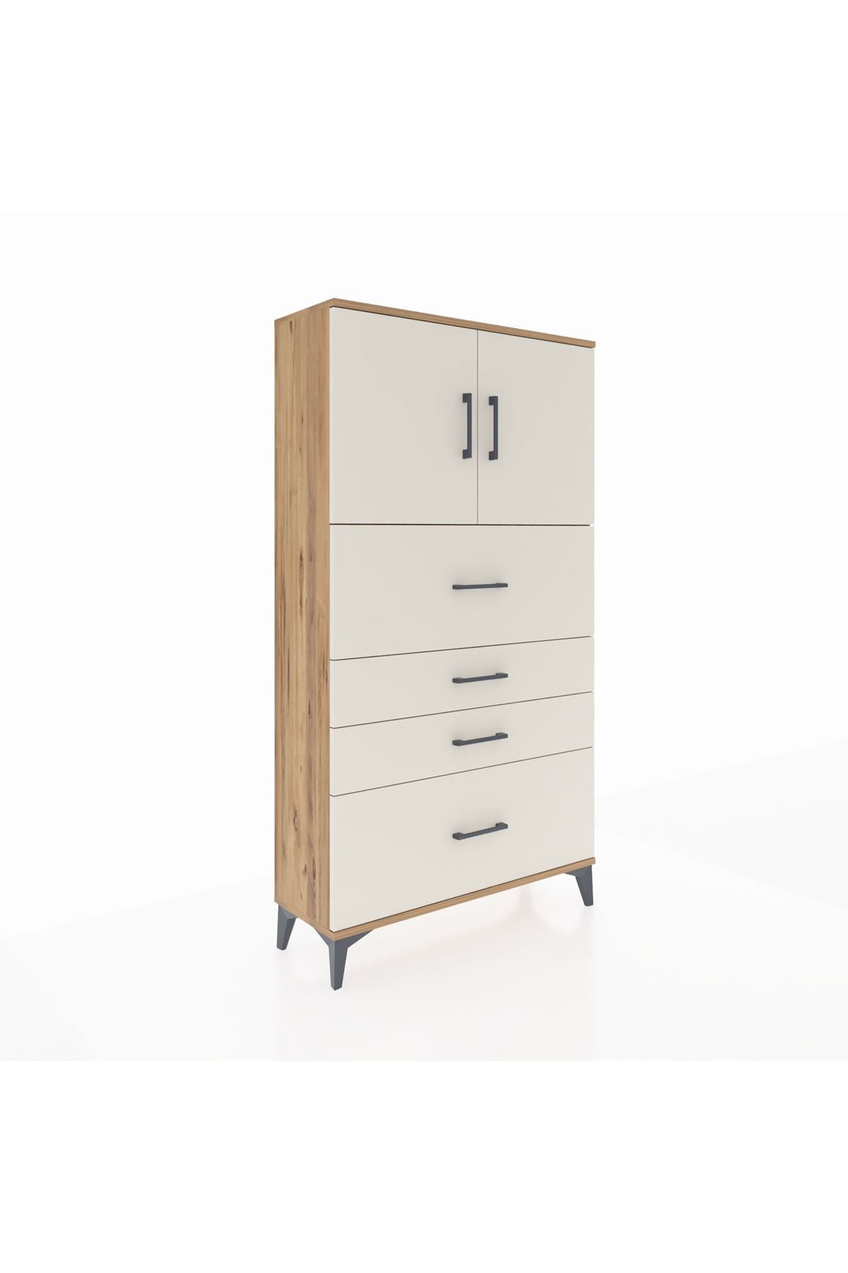 Arges Dolap 2 Raflı 4 Çekmeceli 2 Kapaklı 88x30x163 - S21M031V7A