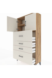 Arges Dolap 2 Raflı 4 Çekmeceli 2 Kapaklı 88x30x163 - S21M031V7A