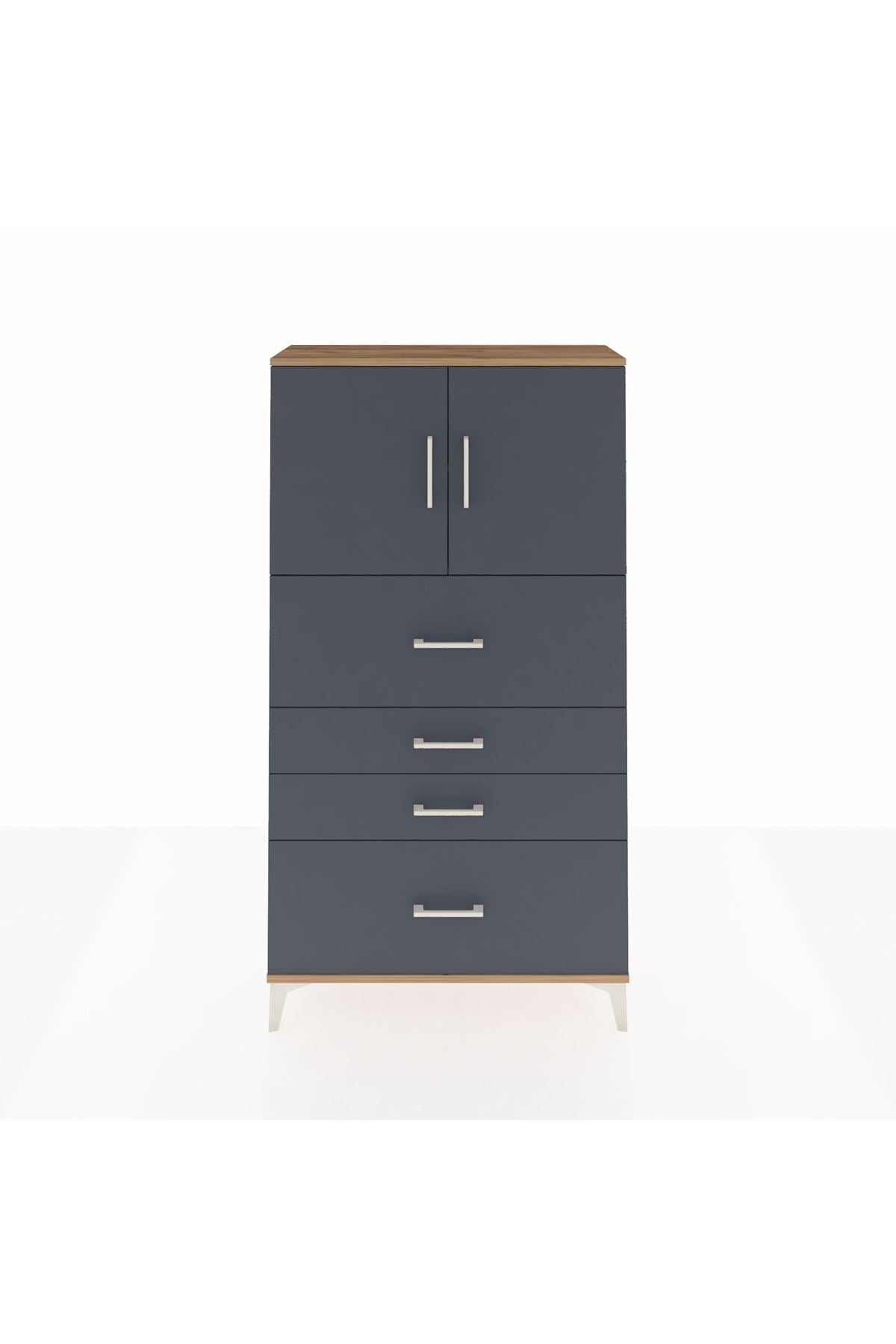Arges Dolap 2 Raflı 4 Çekmeceli 2 Kapaklı 88x30x163 - S21M031V8A
