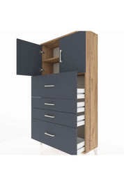 Arges Dolap 2 Raflı 4 Çekmeceli 2 Kapaklı 88x30x163 - S21M031V8A
