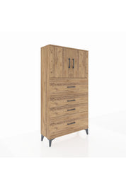 Arges Dolap 2 Raflı 4 Çekmeceli 2 Kapaklı 88x30x163 - S21M031V9A