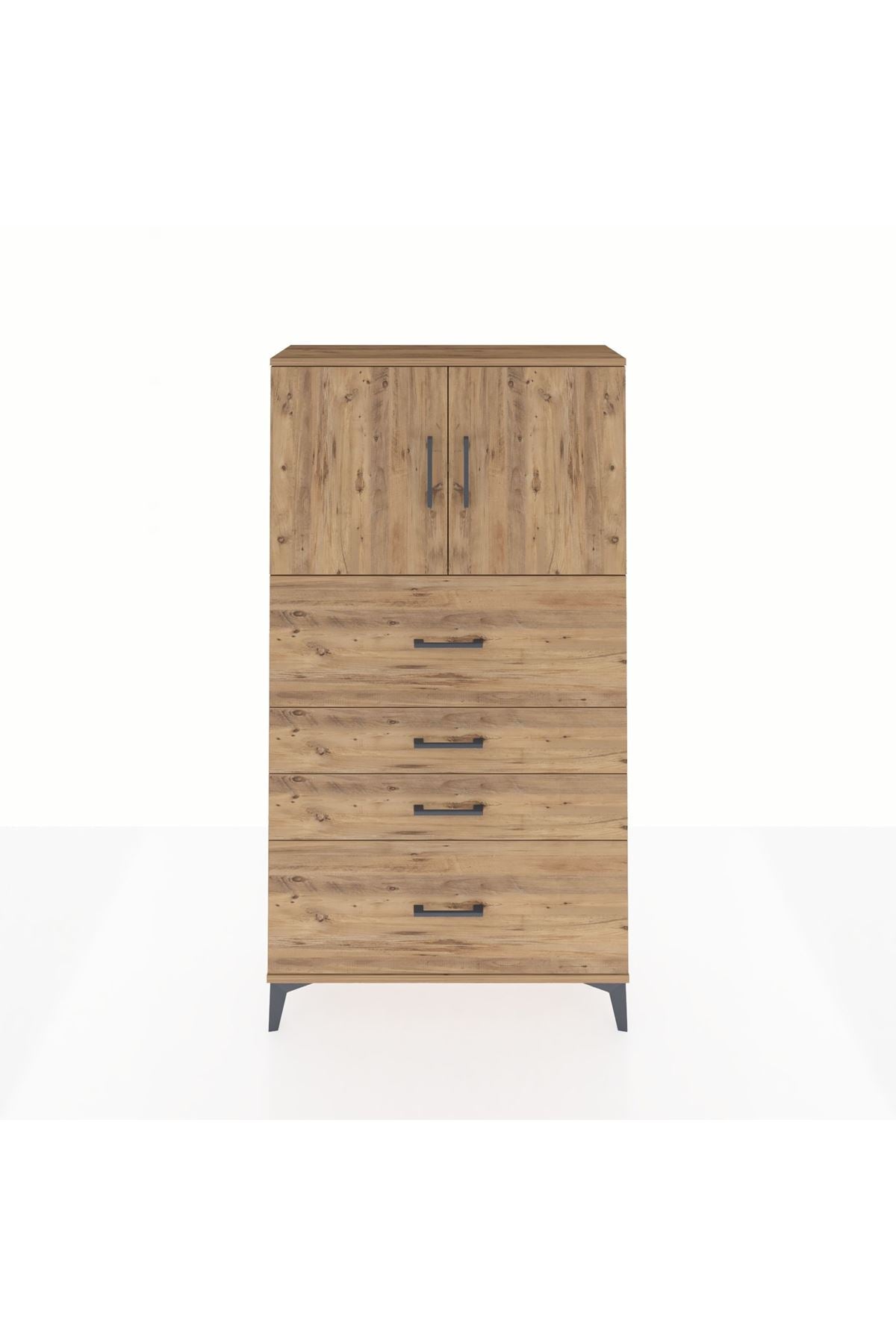 Arges Dolap 2 Raflı 4 Çekmeceli 2 Kapaklı 88x30x163 - S21M031V9A