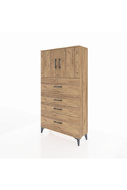 Arges Dolap 2 Raflı 4 Çekmeceli 2 Kapaklı 88x30x163 - S21M031V9A