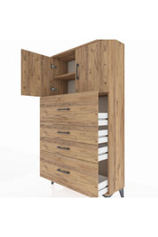 Arges Dolap 2 Raflı 4 Çekmeceli 2 Kapaklı 88x30x163 - S21M031V9A