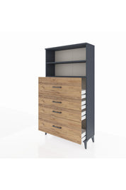 Arges Dolap 2 Raflı 4 Çekmeceli 88x30x163 - S21M032V6A