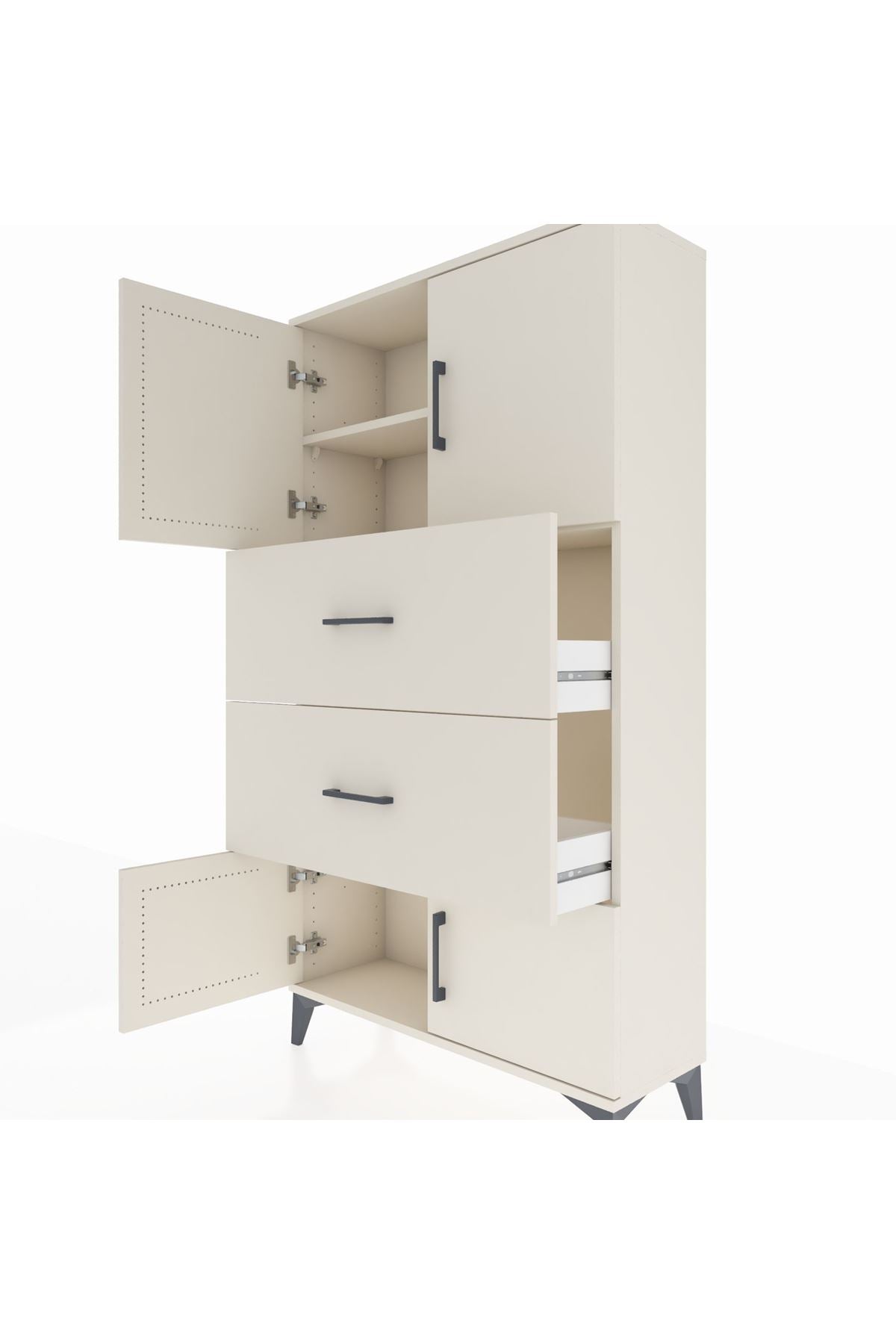 Arges Dolap 2 Raflı 2 Çekmeceli 4 Kapaklı 88x30x163 - S21M033V1A