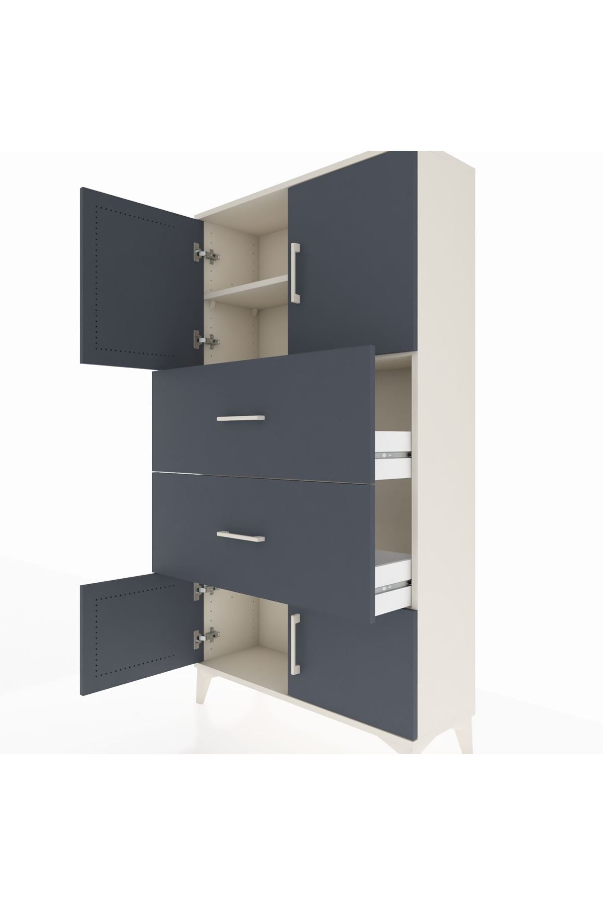 Arges Dolap 2 Raflı 2 Çekmeceli 4 Kapaklı 88x30x163 - S21M033V2A