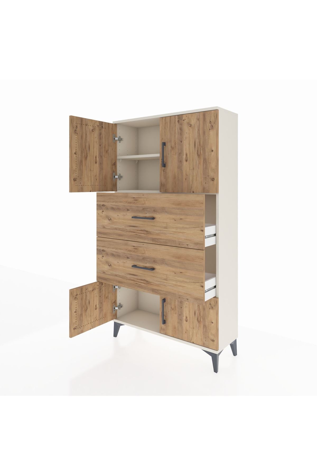 Arges Dolap 2 Raflı 2 Çekmeceli 4 Kapaklı 88x30x163 - S21M033V3A