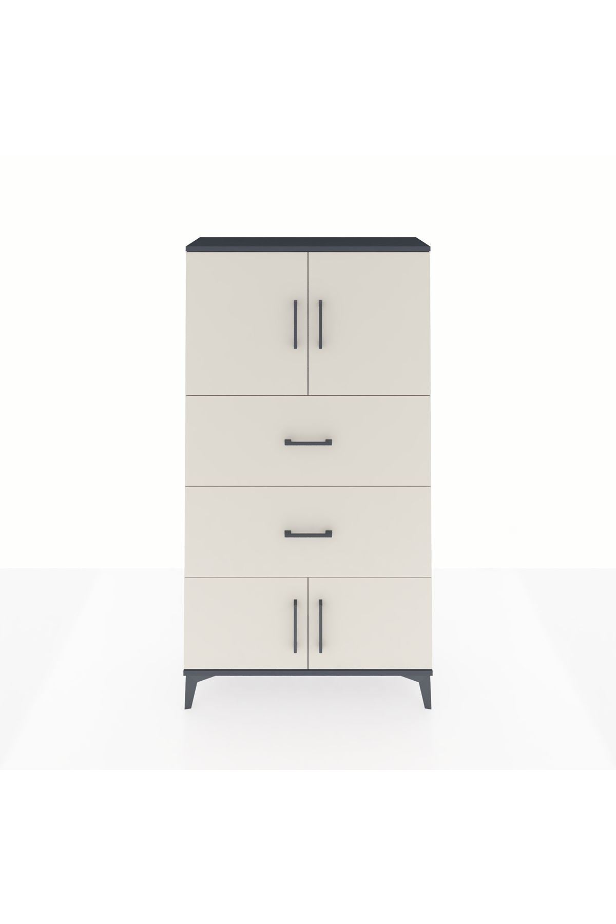 Arges Dolap 2 Raflı 2 Çekmeceli 4 Kapaklı 88x30x163 - S21M033V4A