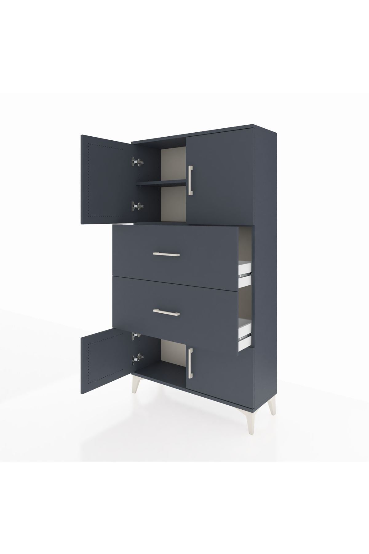 Arges Dolap 2 Raflı 2 Çekmeceli 4 Kapaklı 88x30x163 - S21M033V5A