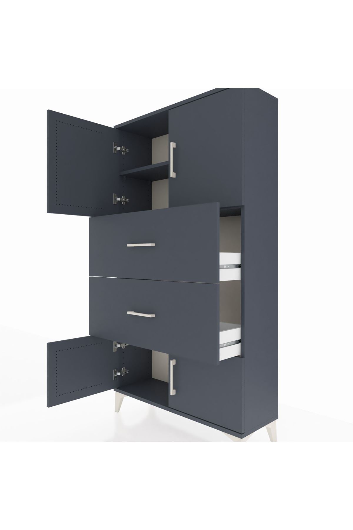Arges Dolap 2 Raflı 2 Çekmeceli 4 Kapaklı 88x30x163 - S21M033V5A