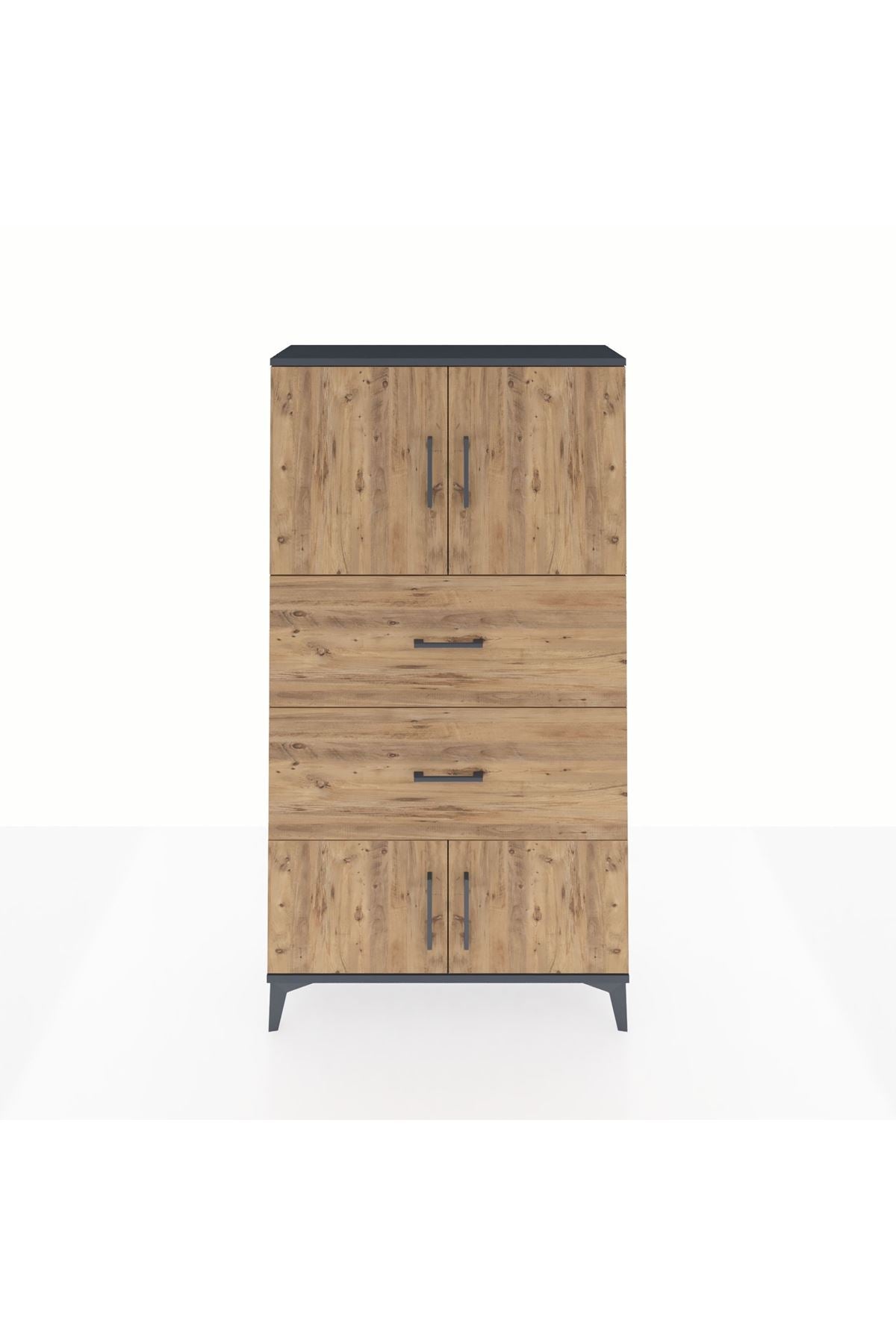Arges Dolap 2 Raflı 2 Çekmeceli 4 Kapaklı 88x30x163 - S21M033V6A