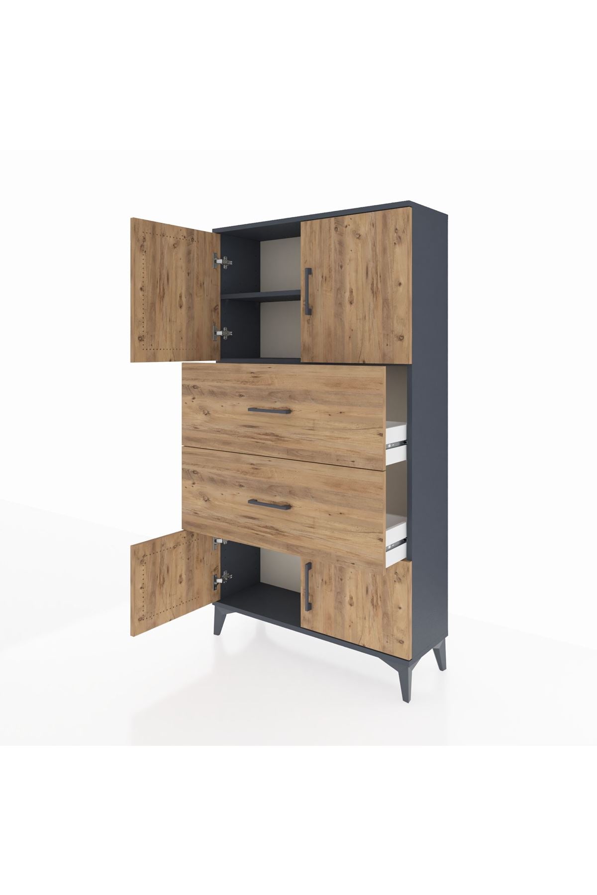 Arges Dolap 2 Raflı 2 Çekmeceli 4 Kapaklı 88x30x163 - S21M033V6A