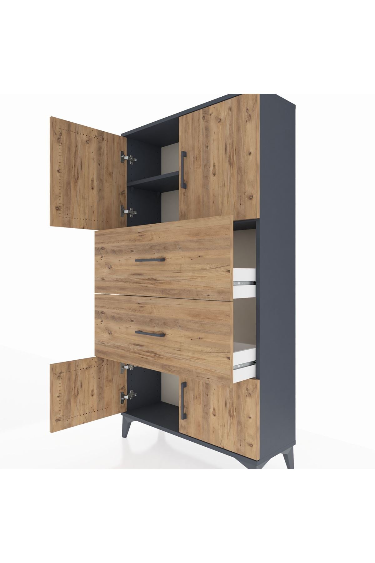 Arges Dolap 2 Raflı 2 Çekmeceli 4 Kapaklı 88x30x163 - S21M033V6A