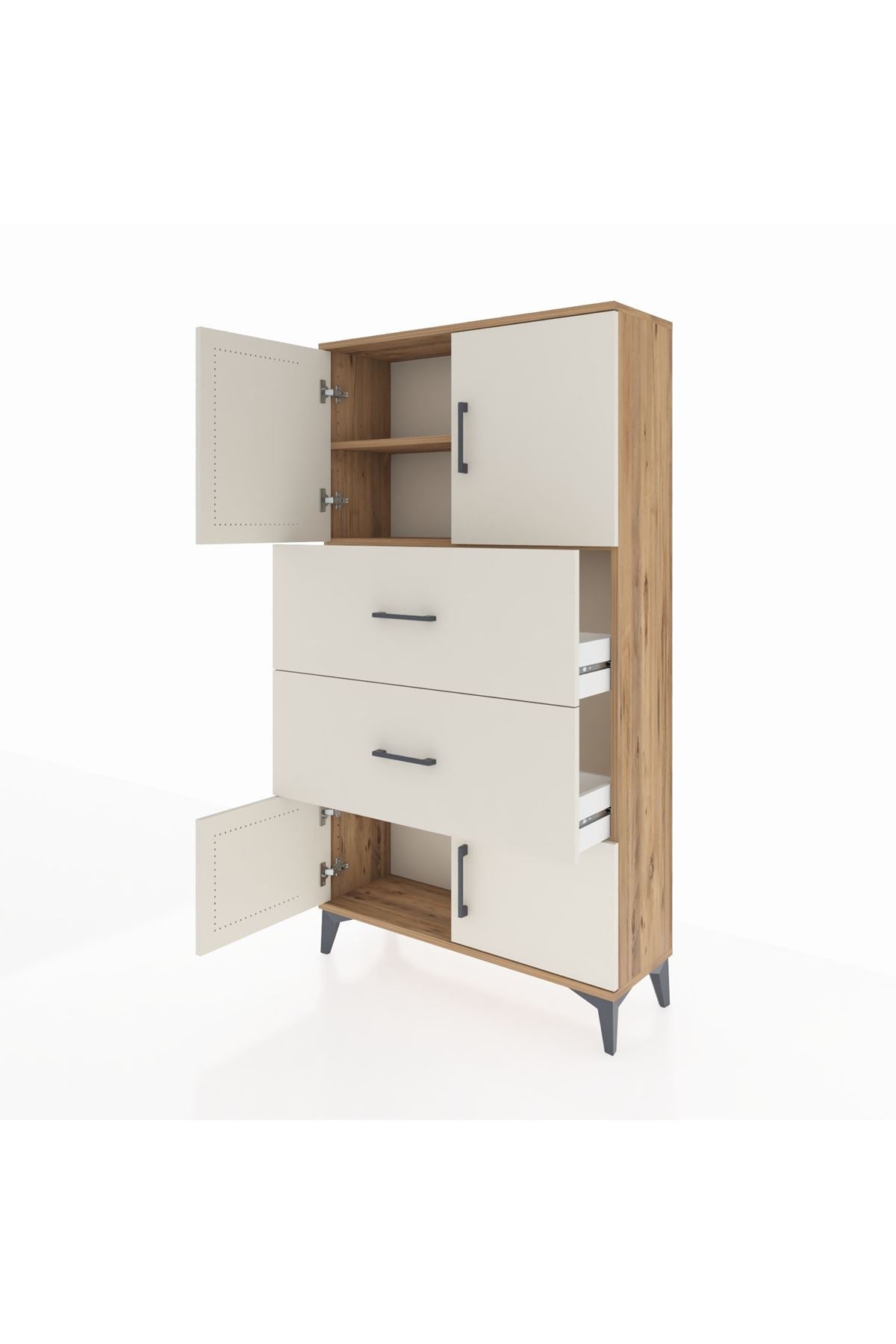 Arges Dolap 2 Raflı 2 Çekmeceli 4 Kapaklı 88x30x163 - S21M033V7A