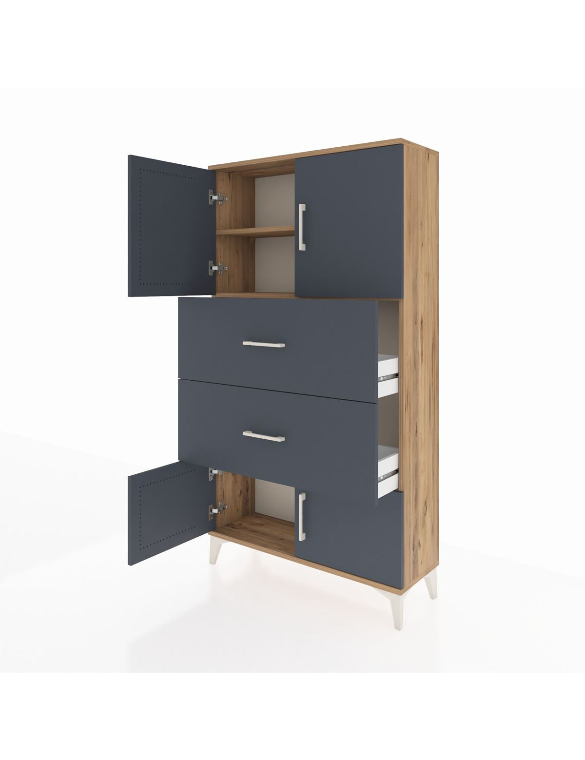 Arges Dolap 2 Raflı 2 Çekmeceli 4 Kapaklı 88x30x163 - S21M033V8A