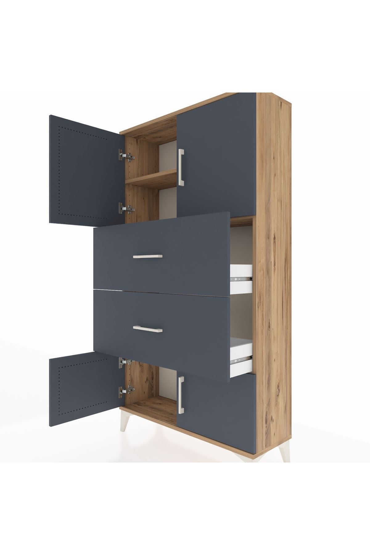 Arges Dolap 2 Raflı 2 Çekmeceli 4 Kapaklı 88x30x163 - S21M033V8A
