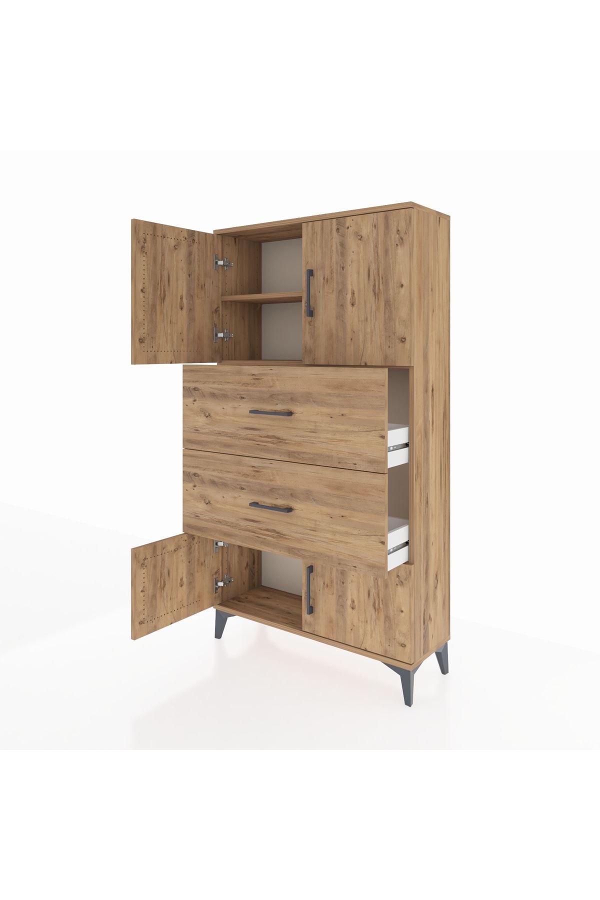 Arges Dolap 2 Raflı 2 Çekmeceli 4 Kapaklı 88x30x163 - S21M033V9A