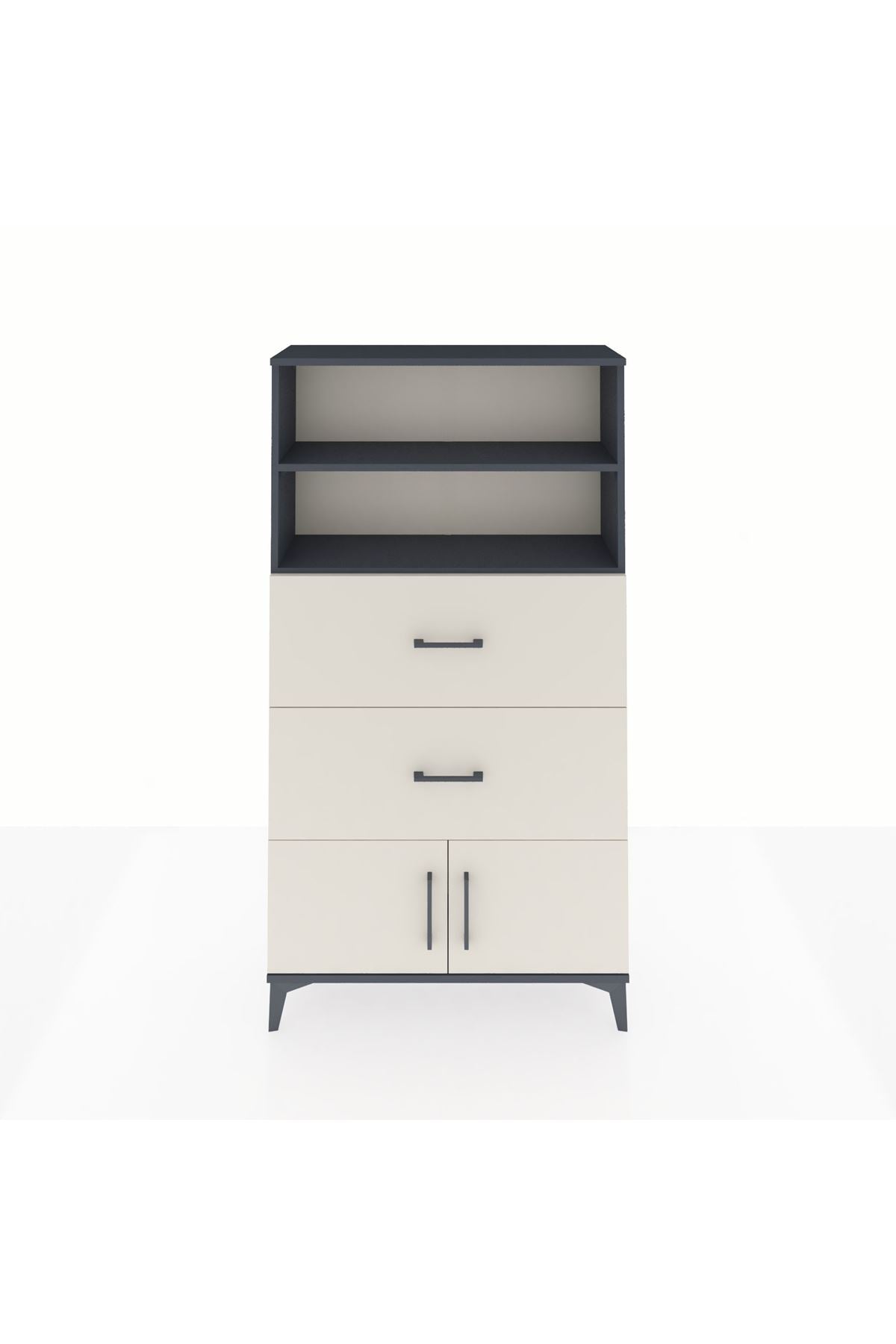 Arges Dolap 2 Raflı 2 Çekmeceli 2 Kapaklı 88x30x163 - S21M034V4A