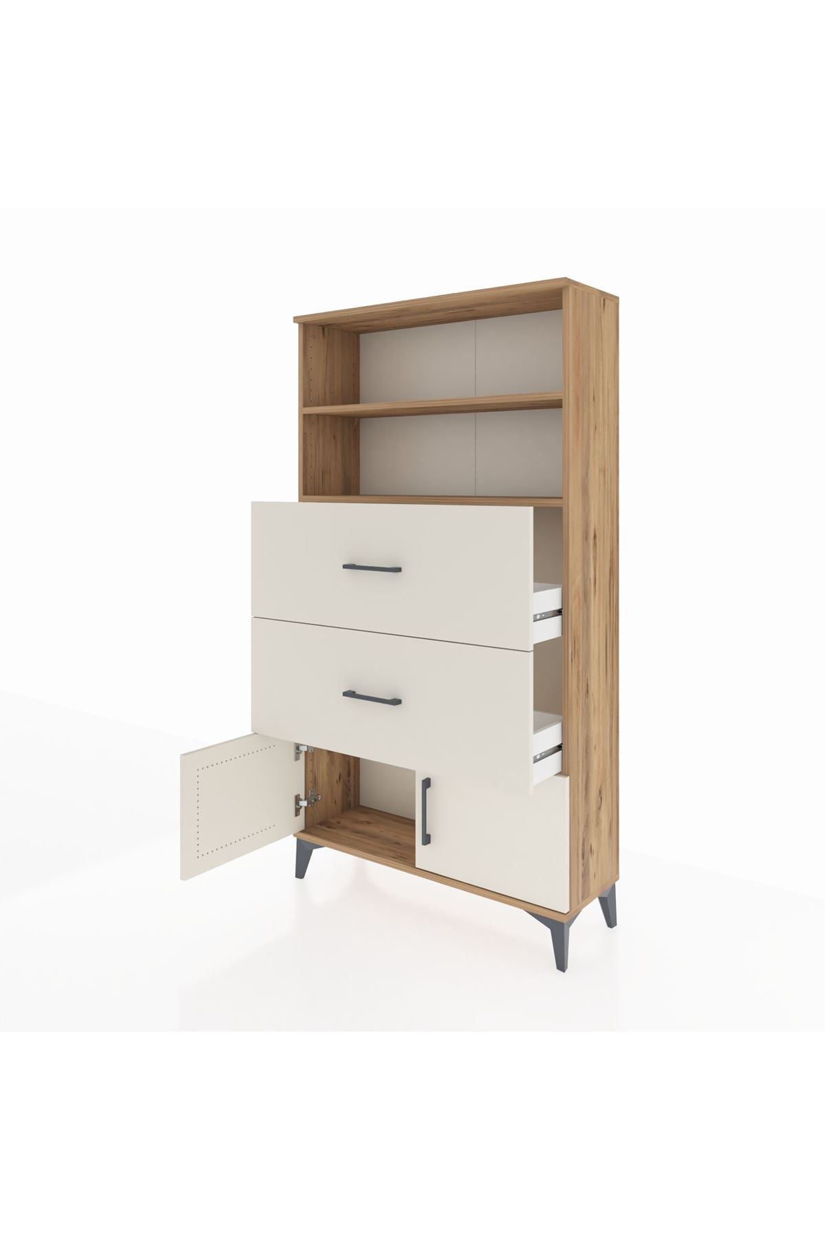 Arges Dolap 2 Raflı 2 Çekmeceli 2 Kapaklı 88x30x163 - S21M034V7A