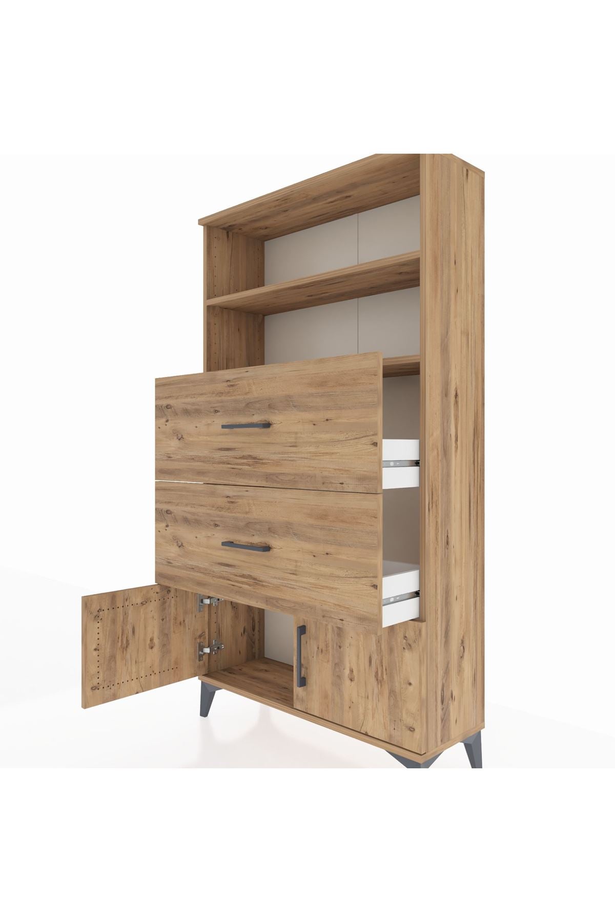 Arges Dolap 2 Raflı 2 Çekmeceli 2 Kapaklı 88x30x163 - S21M034V9A