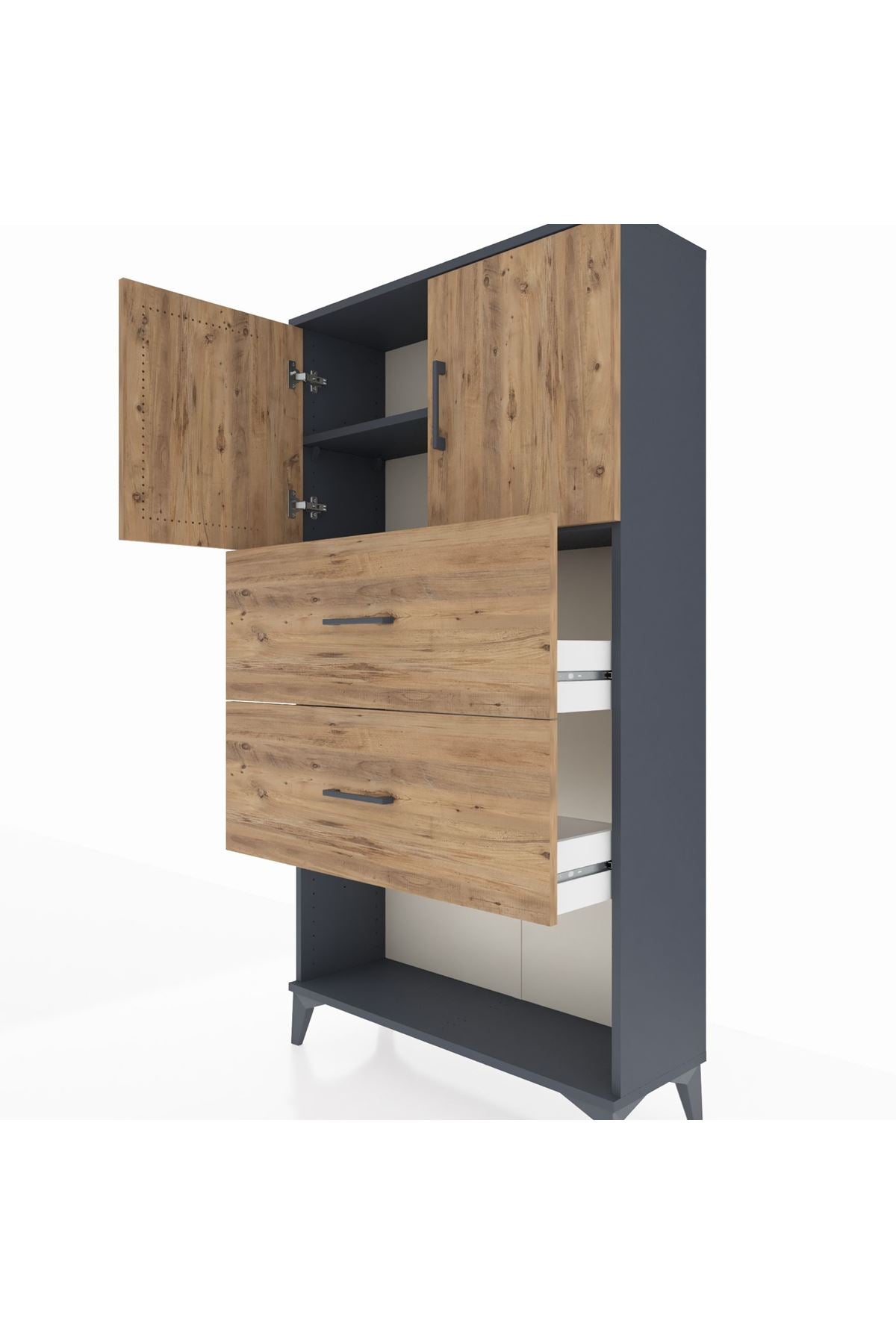 Arges Dolap 2 Raflı 2 Çekmeceli 2 Kapaklı 88x30x163 - S21M035V1A