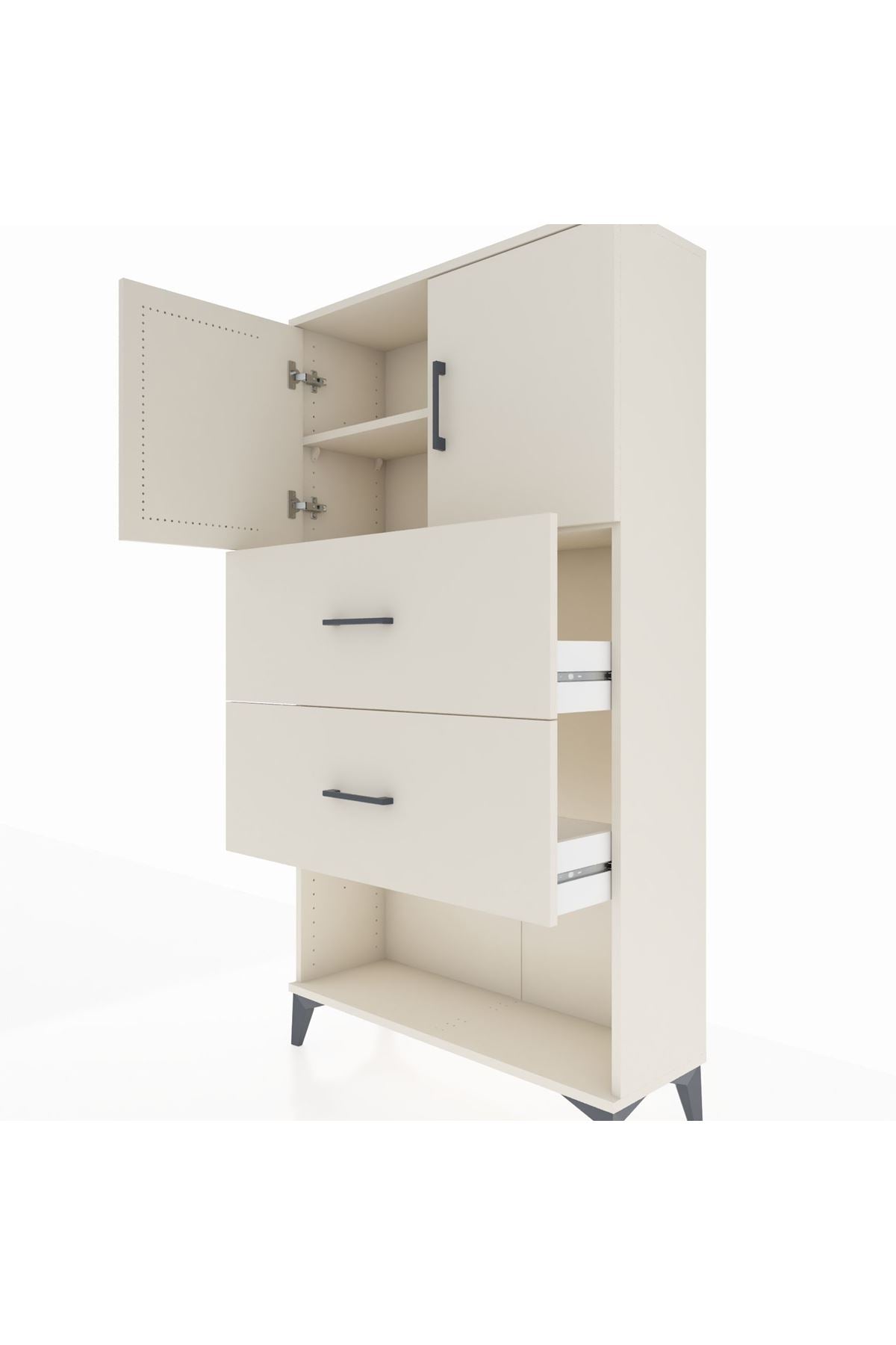 Arges Dolap 2 Raflı 2 Çekmeceli 2 Kapaklı 88x30x163 - S21M035V3A