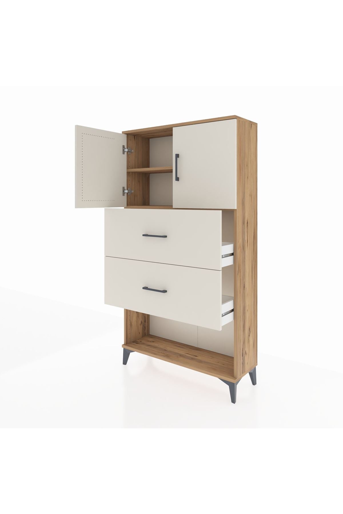 Arges Dolap 2 Raflı 2 Çekmeceli 2 Kapaklı 88x30x163 - S21M035V5A