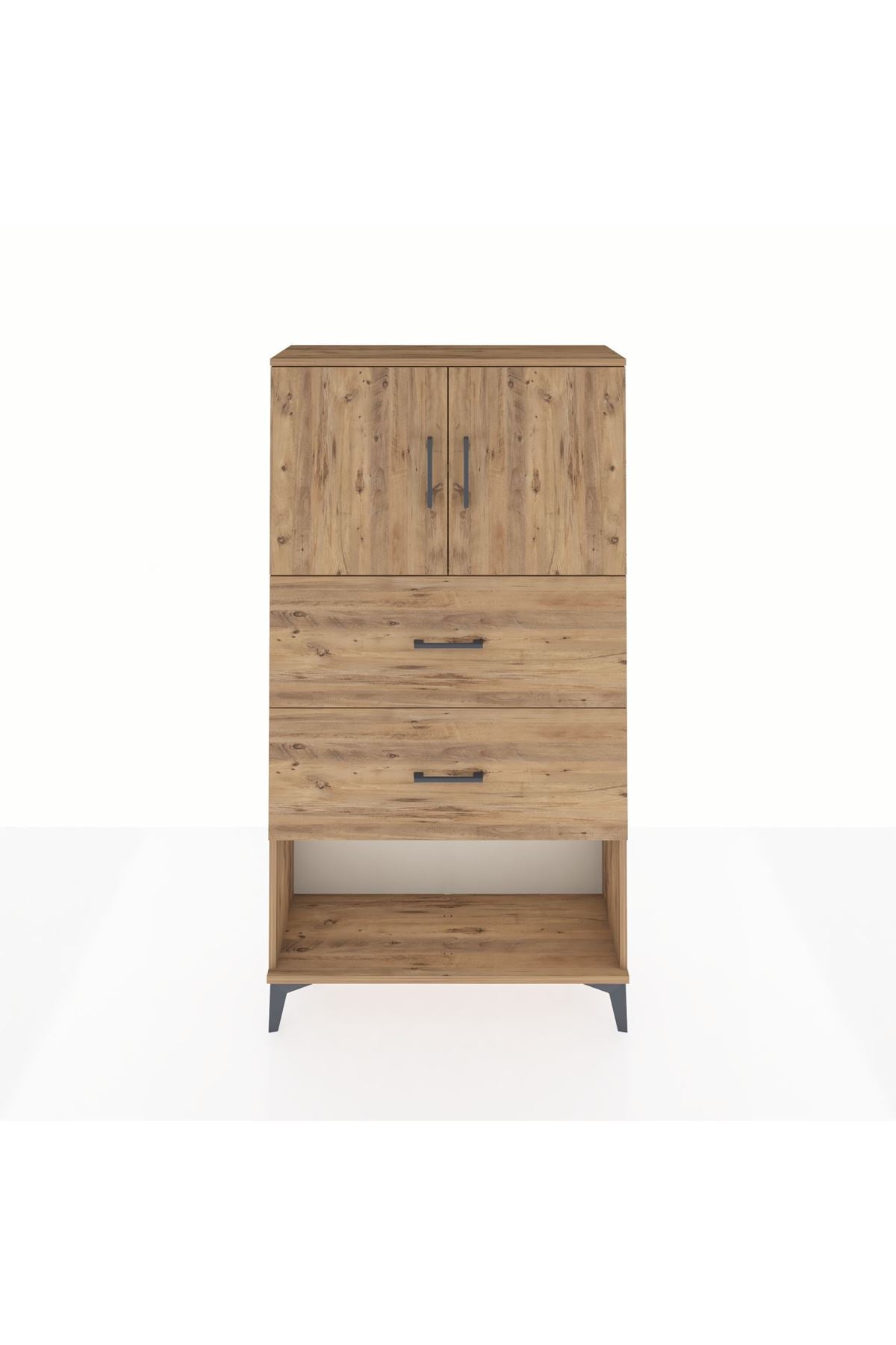 Arges Dolap 2 Raflı 2 Çekmeceli 2 Kapaklı 88x30x163 - S21M035V8A