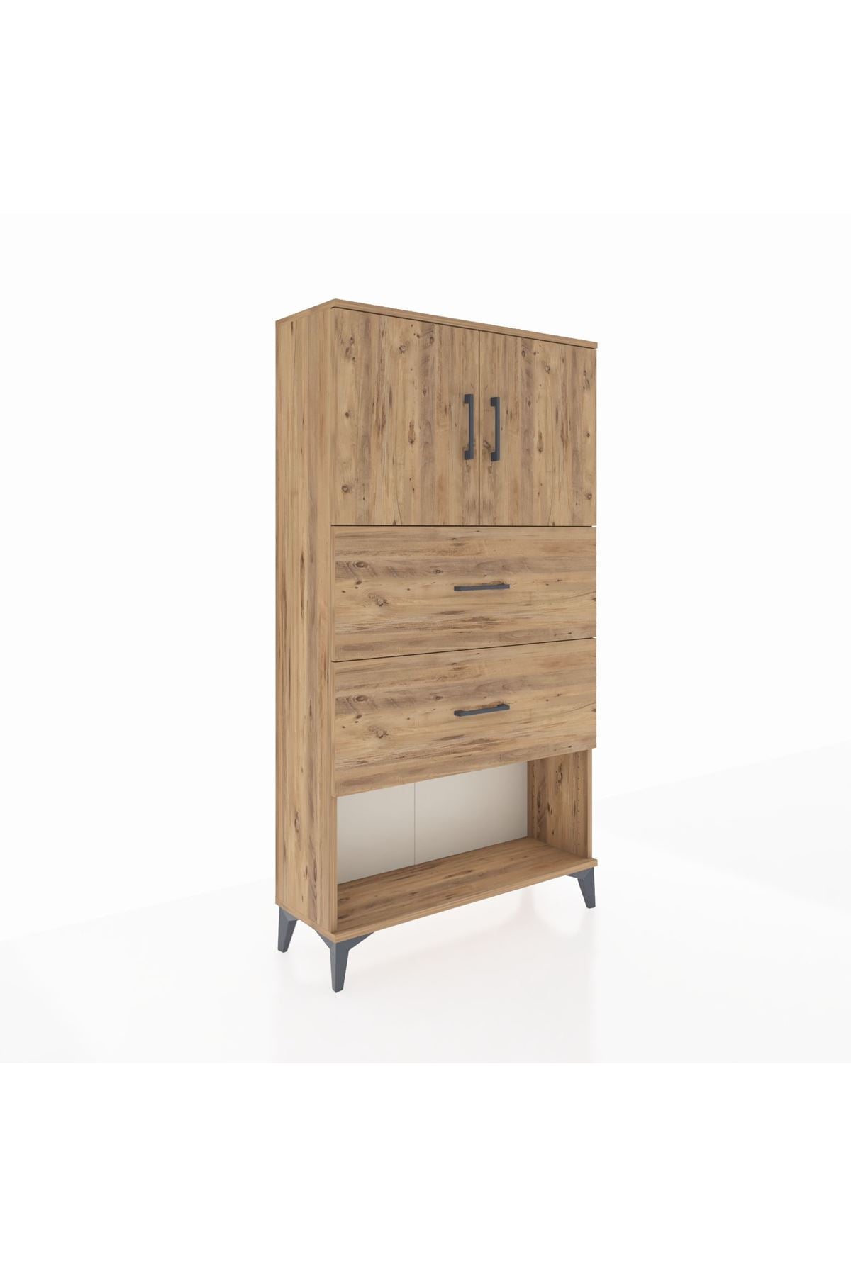 Arges Dolap 2 Raflı 2 Çekmeceli 2 Kapaklı 88x30x163 - S21M035V8A