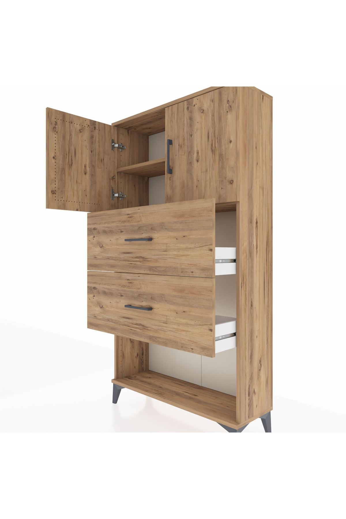 Arges Dolap 2 Raflı 2 Çekmeceli 2 Kapaklı 88x30x163 - S21M035V8A