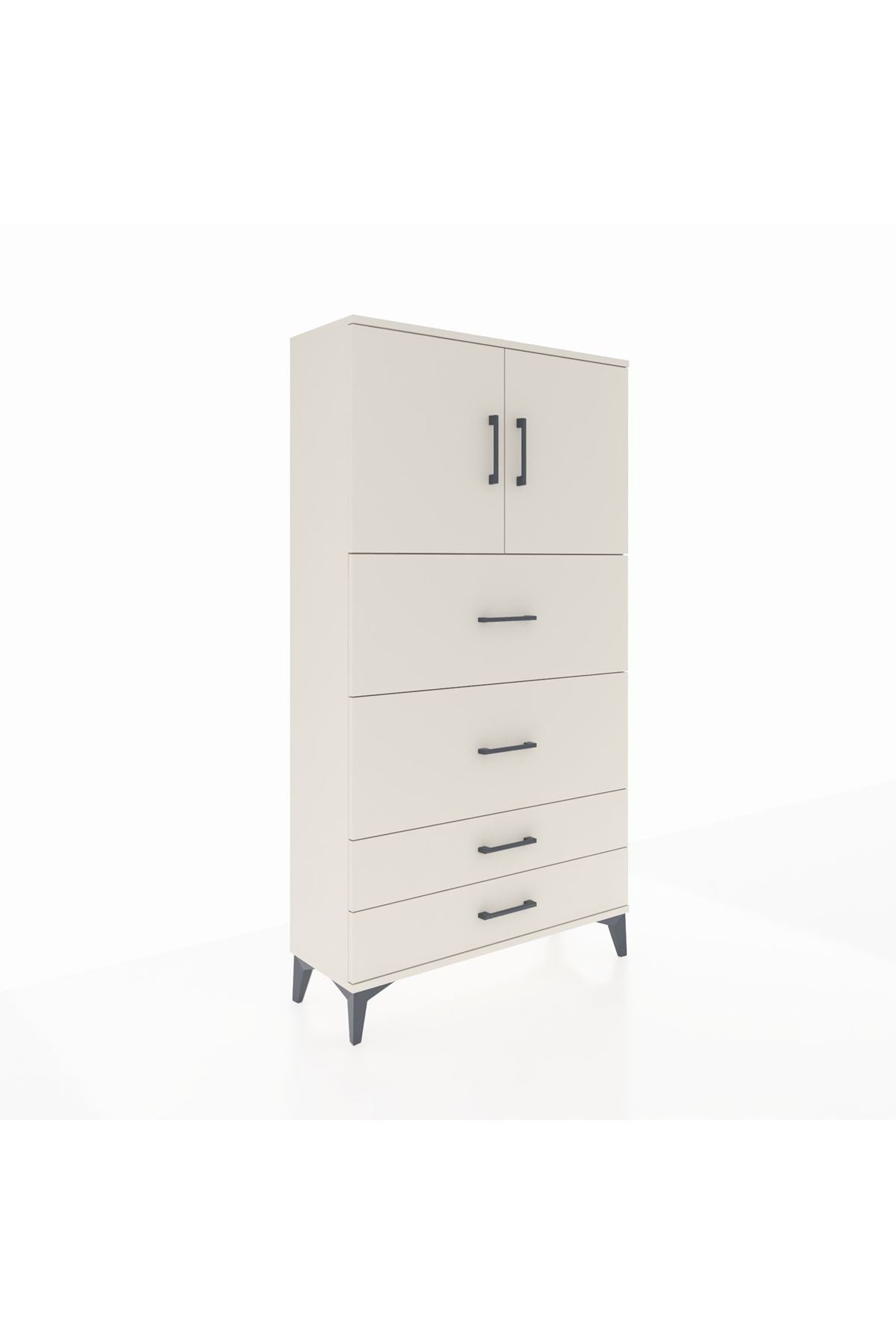 Arges Dolap 2 Raflı 4 Çekmeceli 2 Kapaklı 88x30x163 - S21M037V1A