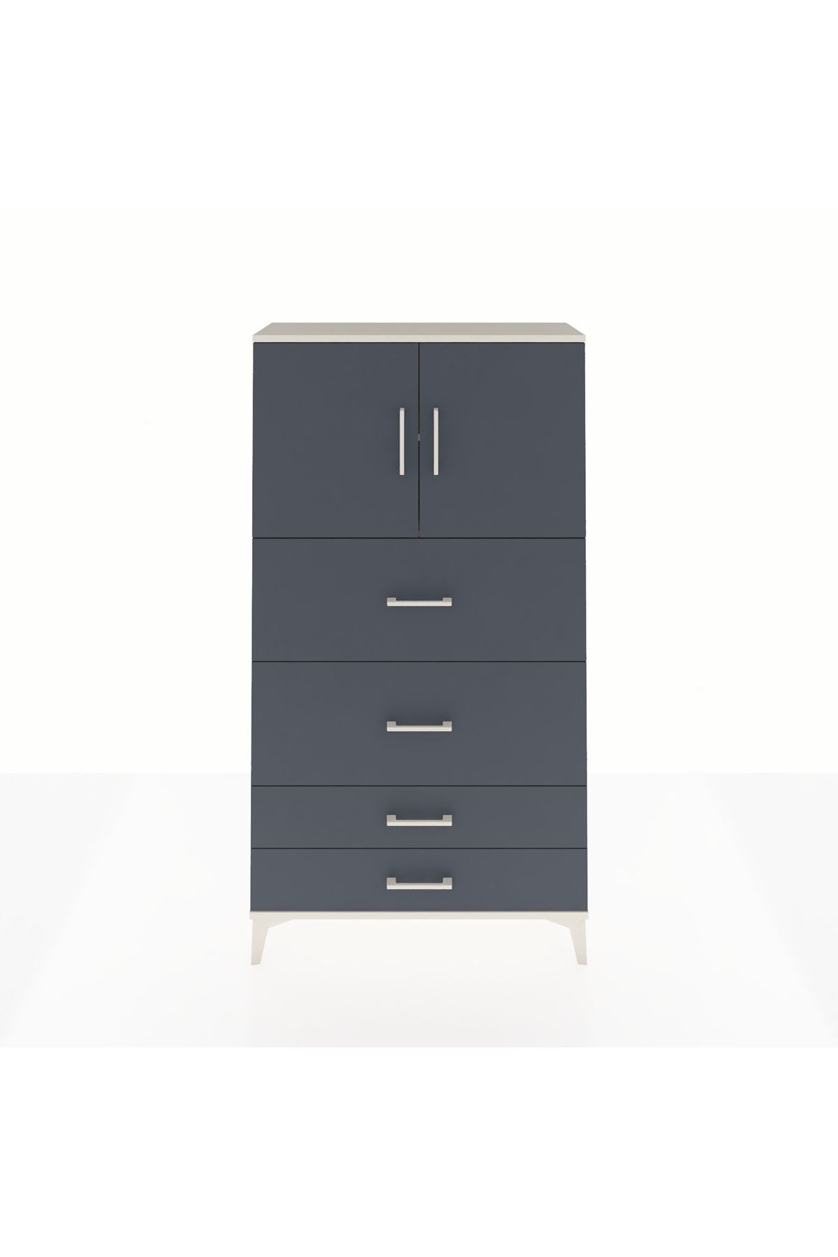 Arges Dolap 2 Raflı 4 Çekmeceli 2 Kapaklı 88x30x163 - S21M037V2A