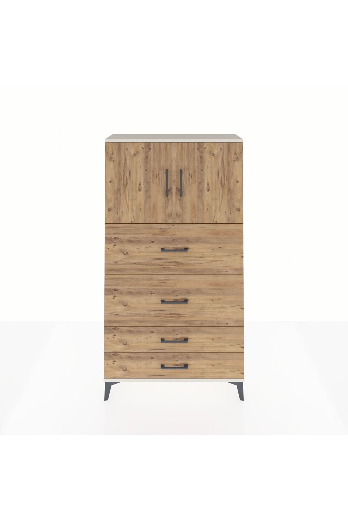 Arges Dolap 2 Raflı 4 Çekmeceli 2 Kapaklı 88x30x163 - S21M037V3A
