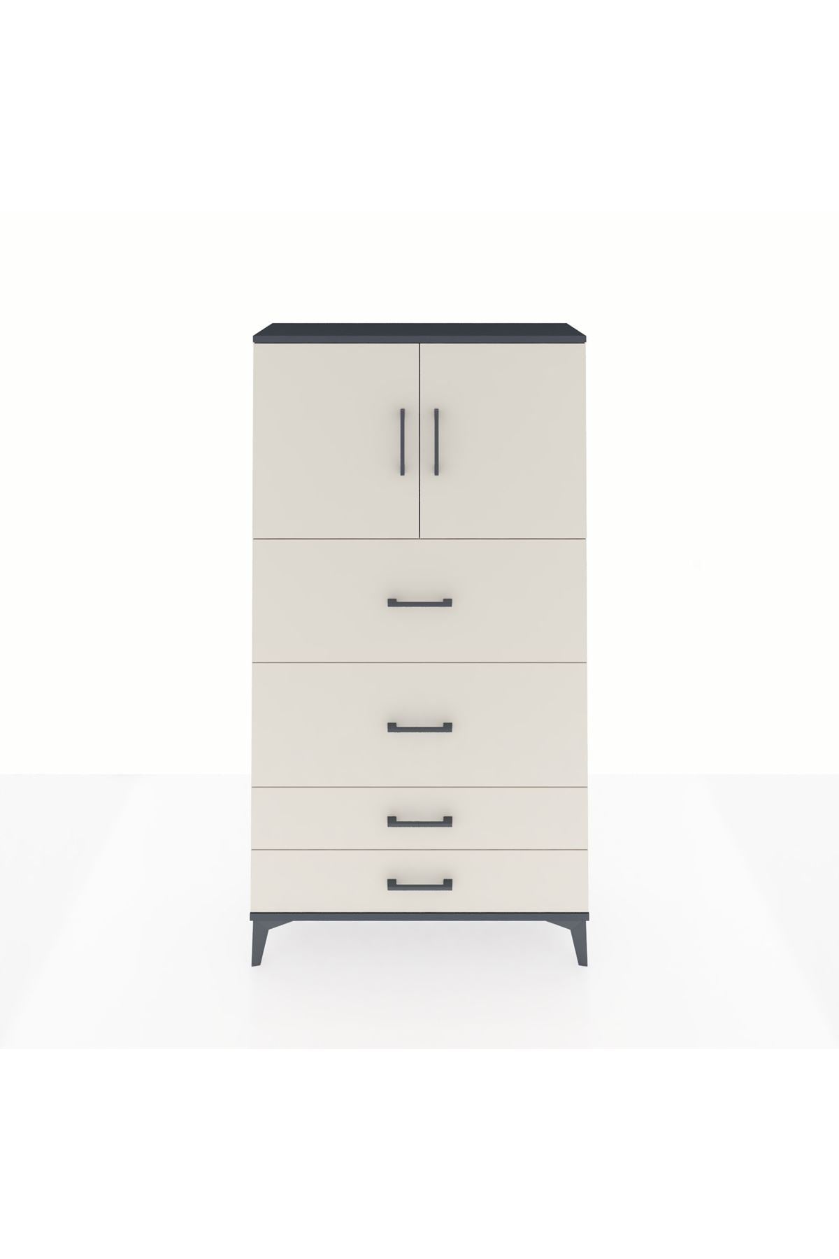 Arges Dolap 2 Raflı 4 Çekmeceli 2 Kapaklı 88x30x163 - S21M037V4A