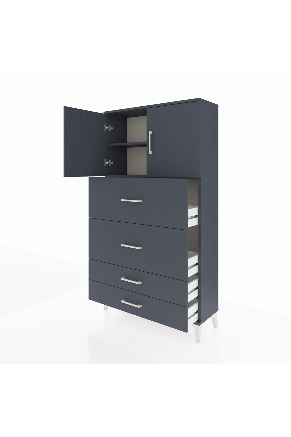 Arges Dolap 2 Raflı 4 Çekmeceli 2 Kapaklı 88x30x163 - S21M037V5A