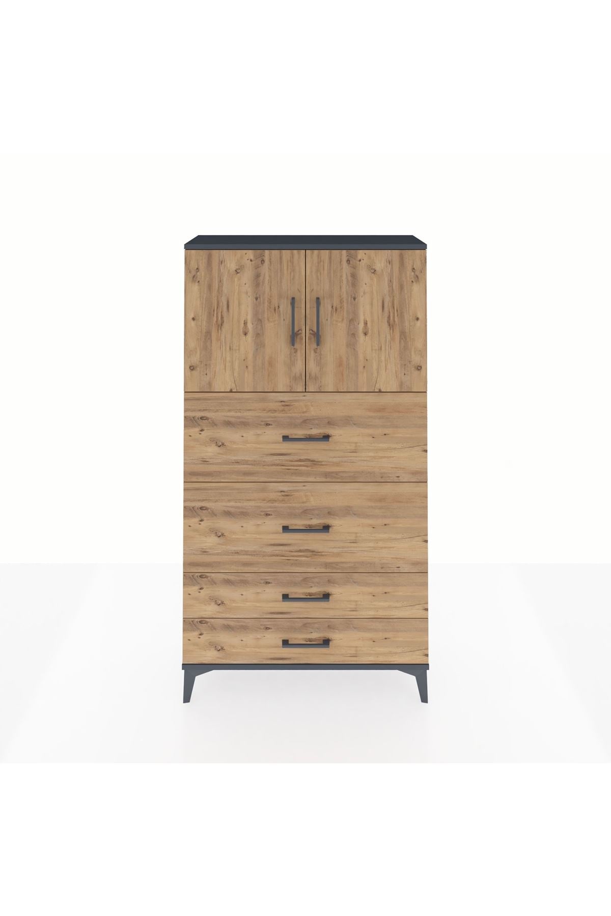Arges Dolap 2 Raflı 4 Çekmeceli 2 Kapaklı 88x30x163 - S21M037V6A