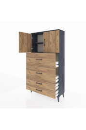 Arges Dolap 2 Raflı 4 Çekmeceli 2 Kapaklı 88x30x163 - S21M037V6A