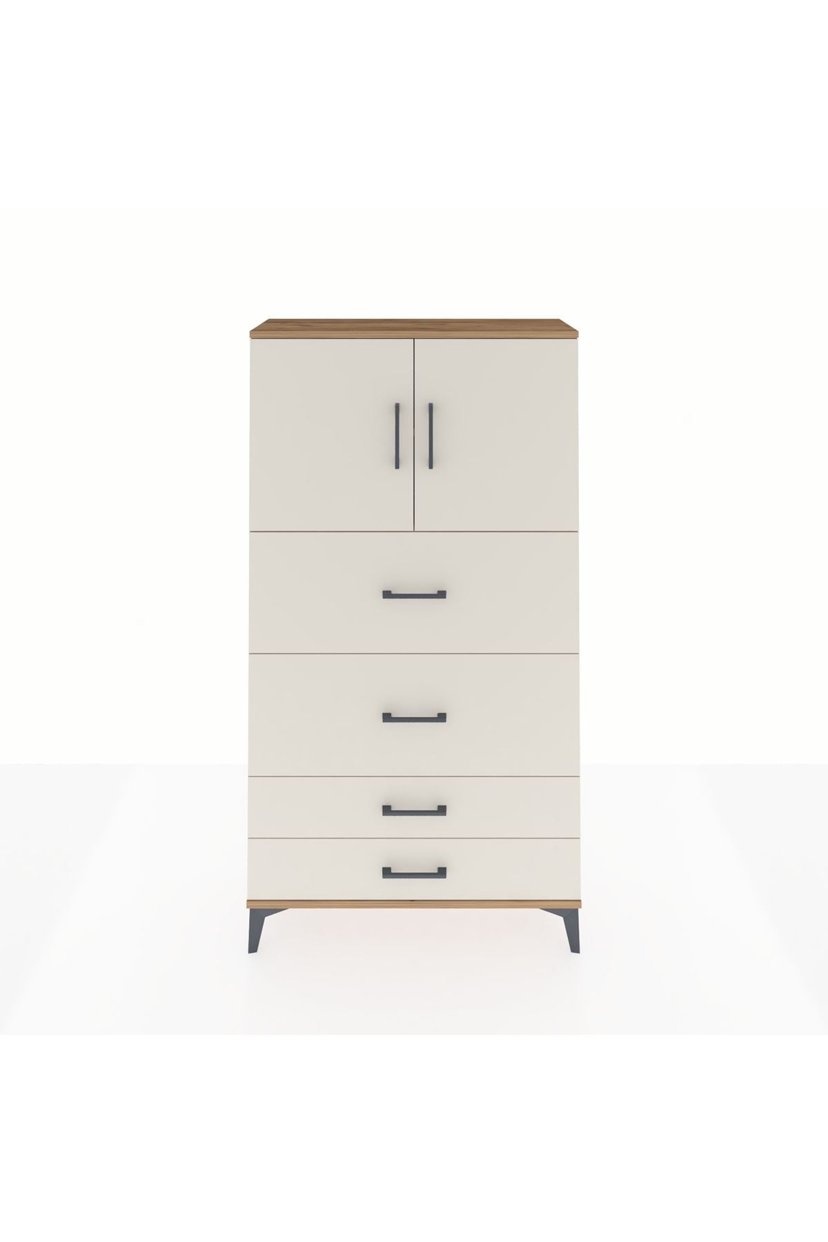 Arges Dolap 2 Raflı 4 Çekmeceli 2 Kapaklı 88x30x163 - S21M037V7A