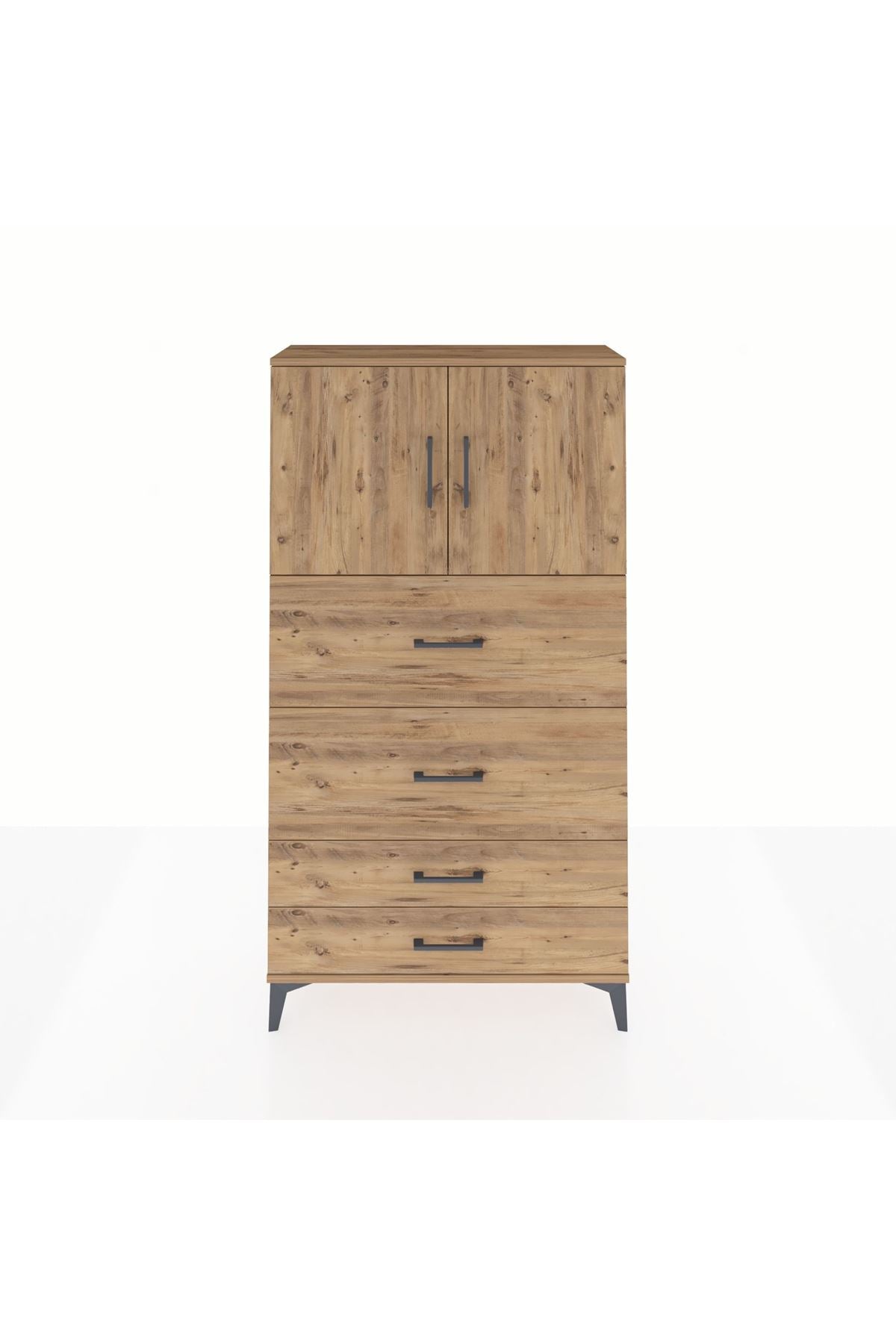 Arges Dolap 2 Raflı 4 Çekmeceli 2 Kapaklı 88x30x163 - S21M037V9A
