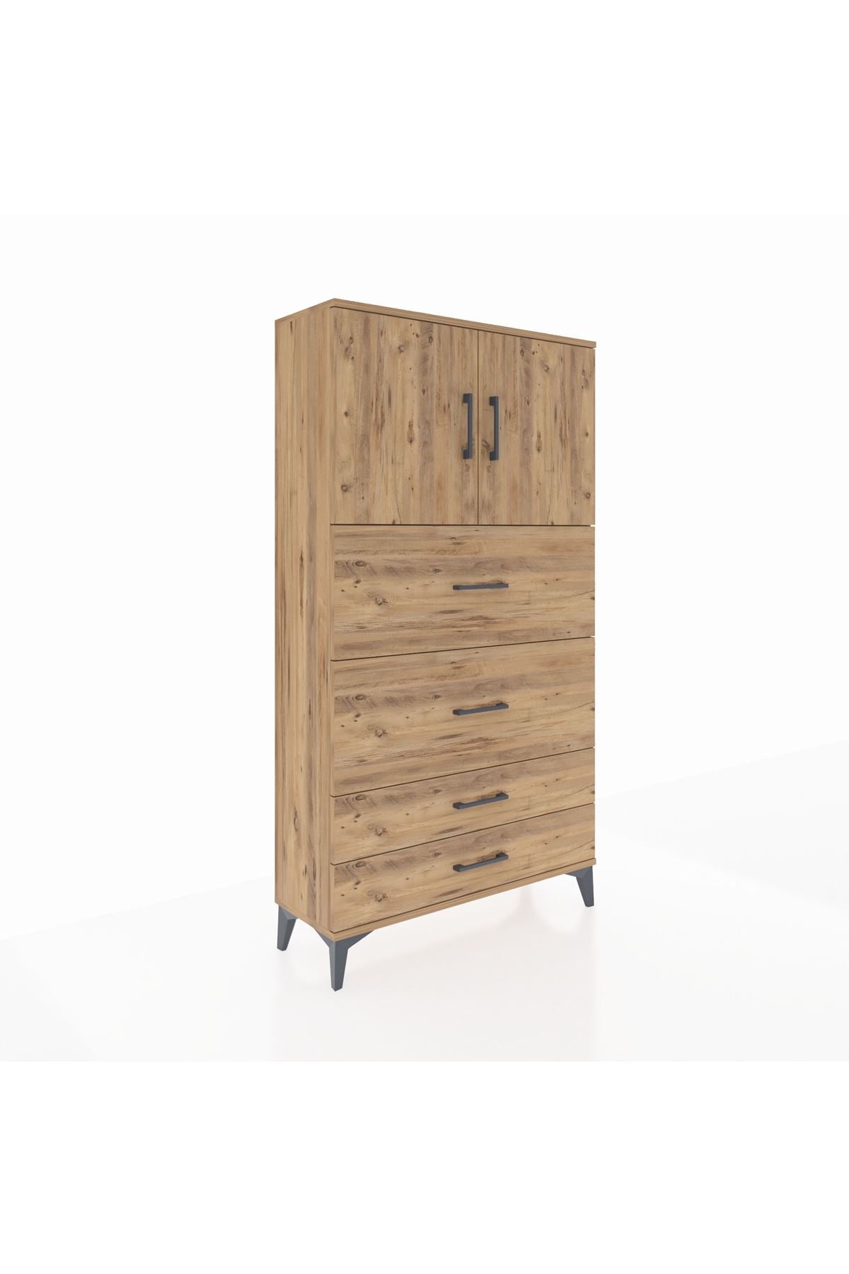 Arges Dolap 2 Raflı 4 Çekmeceli 2 Kapaklı 88x30x163 - S21M037V9A